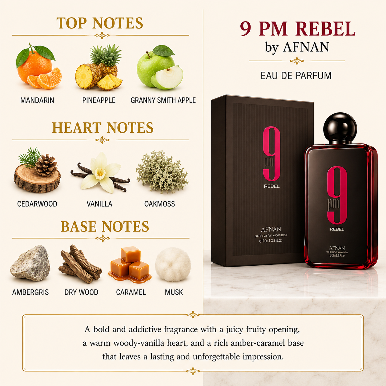 9 PM Rebel by Afnan Unisex EDP 3.4 oz (100ml)