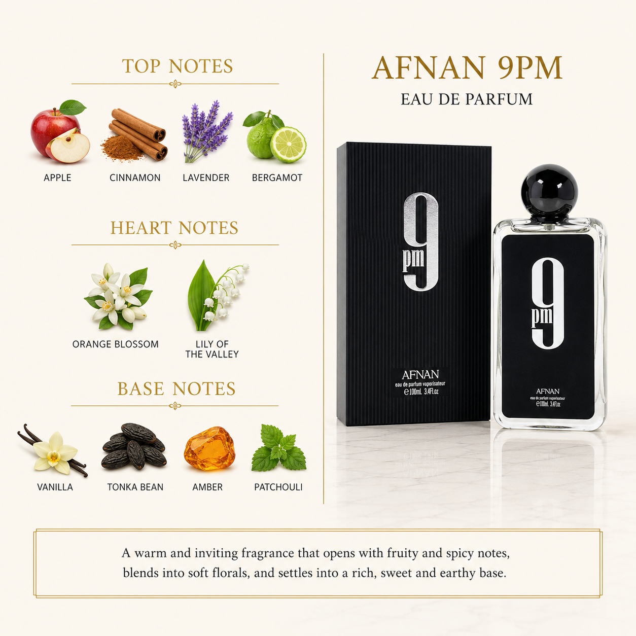 Afnan Men's 9PM EDP 3.4 oz (100ml)