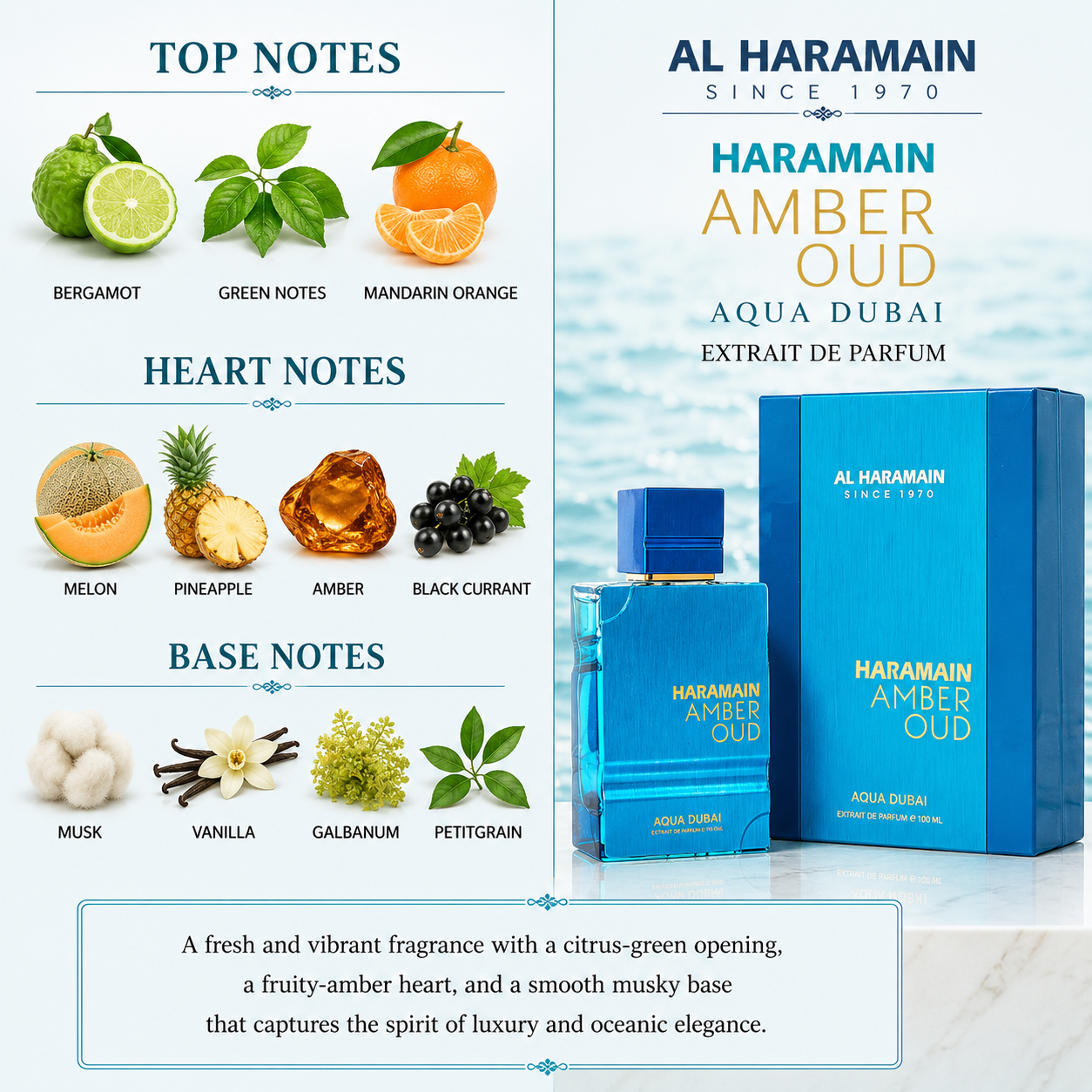 Al Haramain Unisex Amber Oud Aqua Dubai Extrait De Parfum