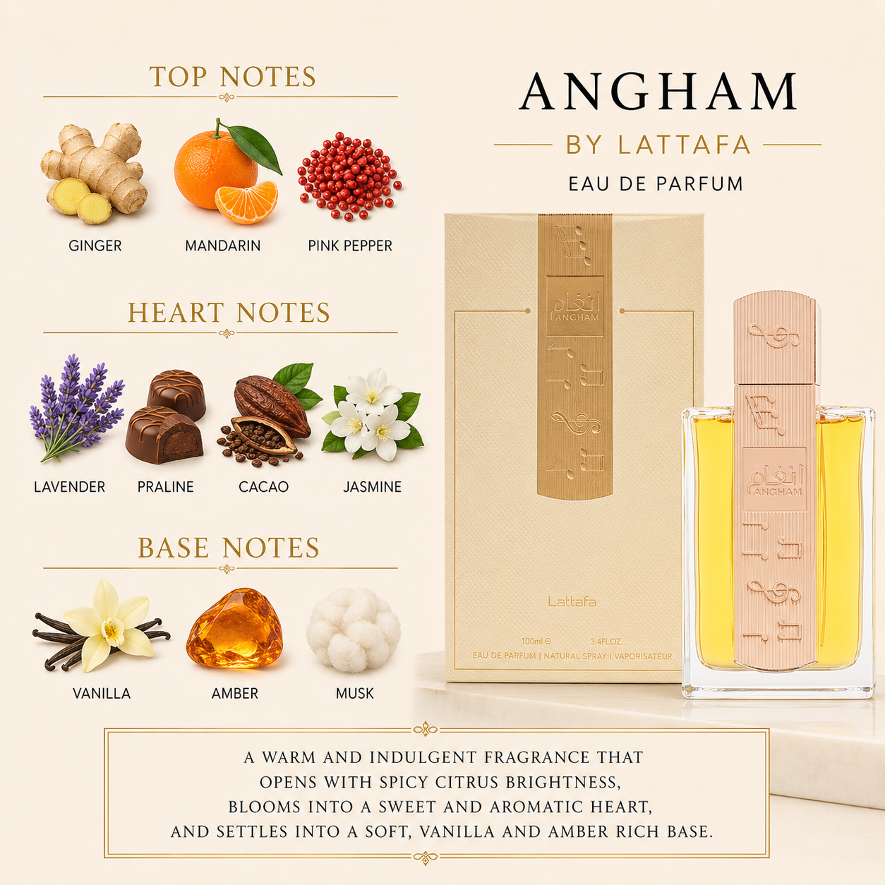 Angham by Lattafa for Women EDP 3.4 oz (100ml)