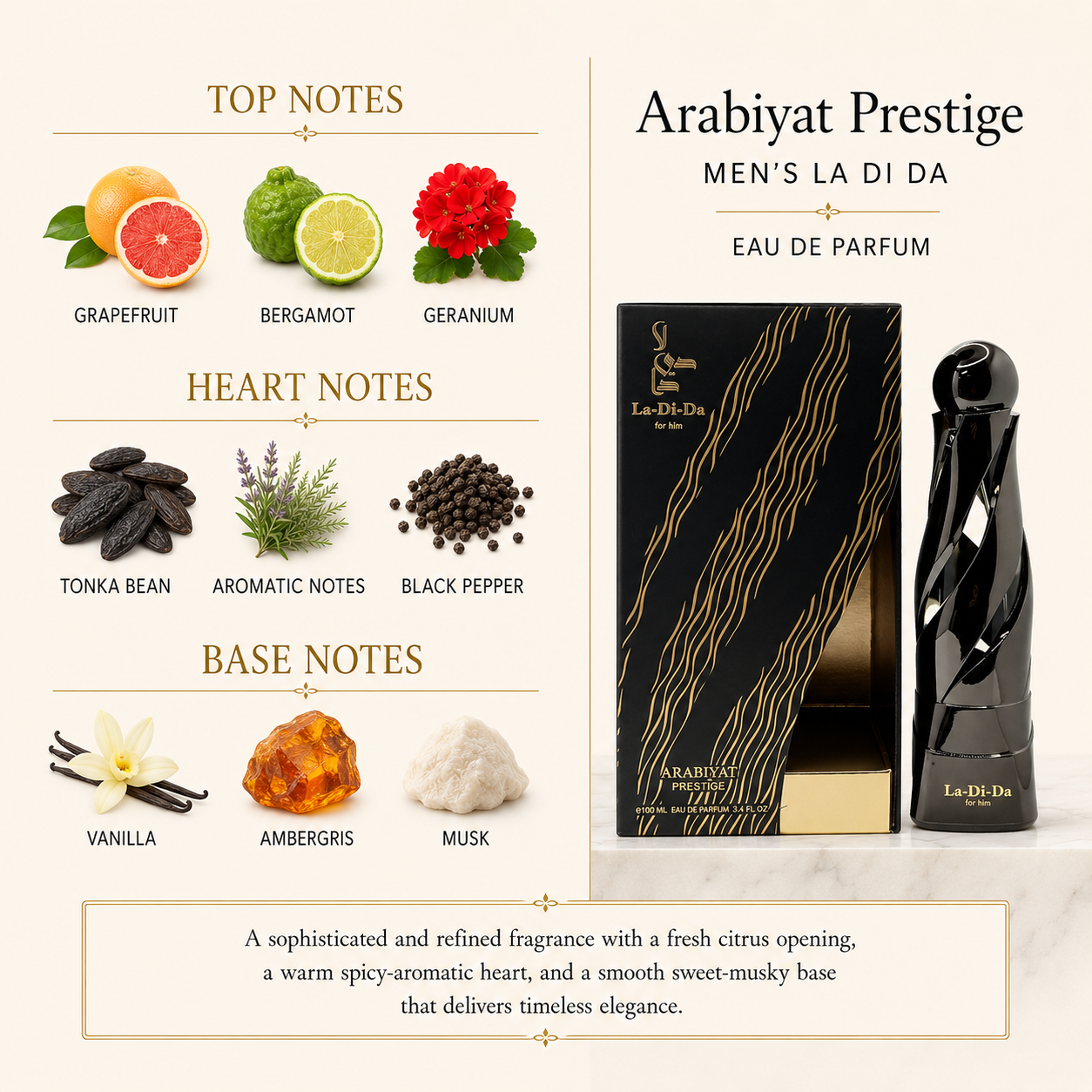 Arabiyat Prestige Men’s La Di Da Eau de Parfum 3.4 oz (100ml)