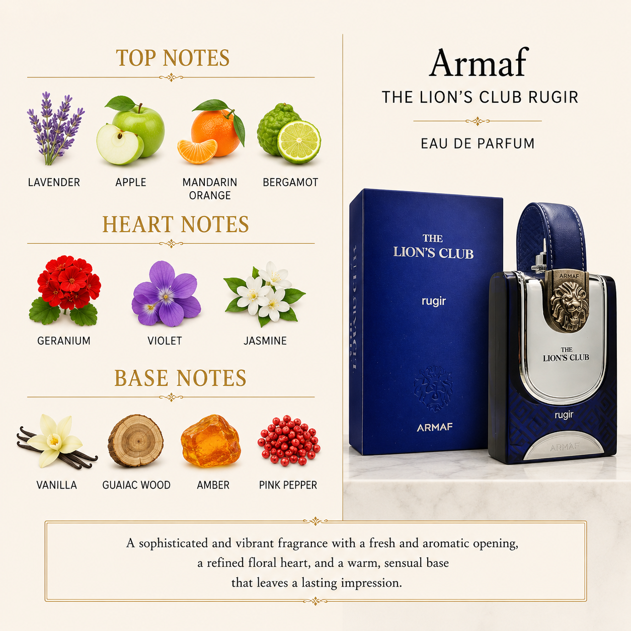 Armaf Men's Lions Club Rugir EDP Spray 3.4 oz (100ml)