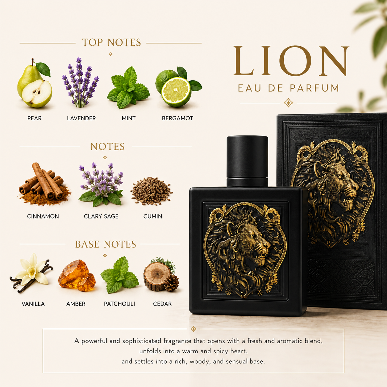 Rayhaan Lion Men’s EDP 3.4 oz (100ml) Spray