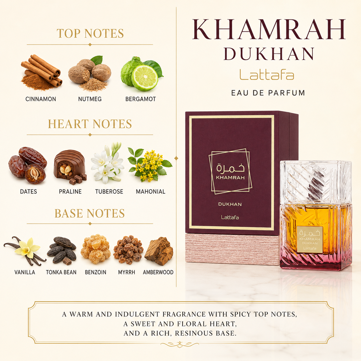 Lattafa Men's Khamrah Dukhan EDP 3.4 oz (100ml)
