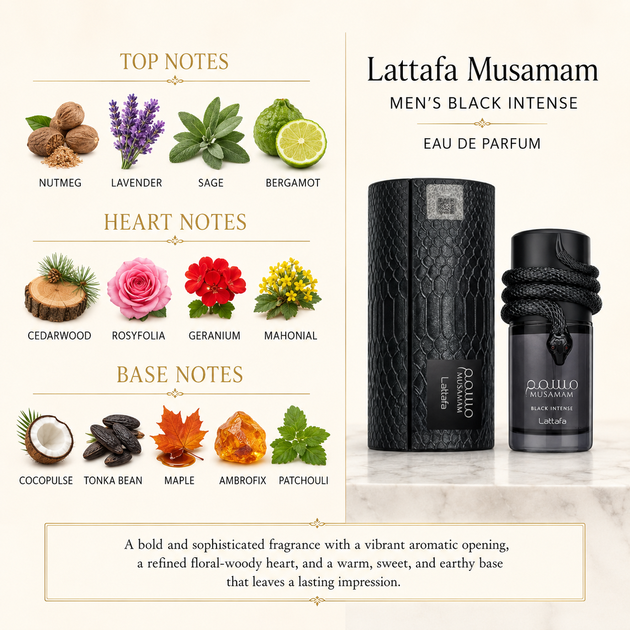 Lattafa Musamam Men's Black Intense EDP 3.4 oz (100ml)