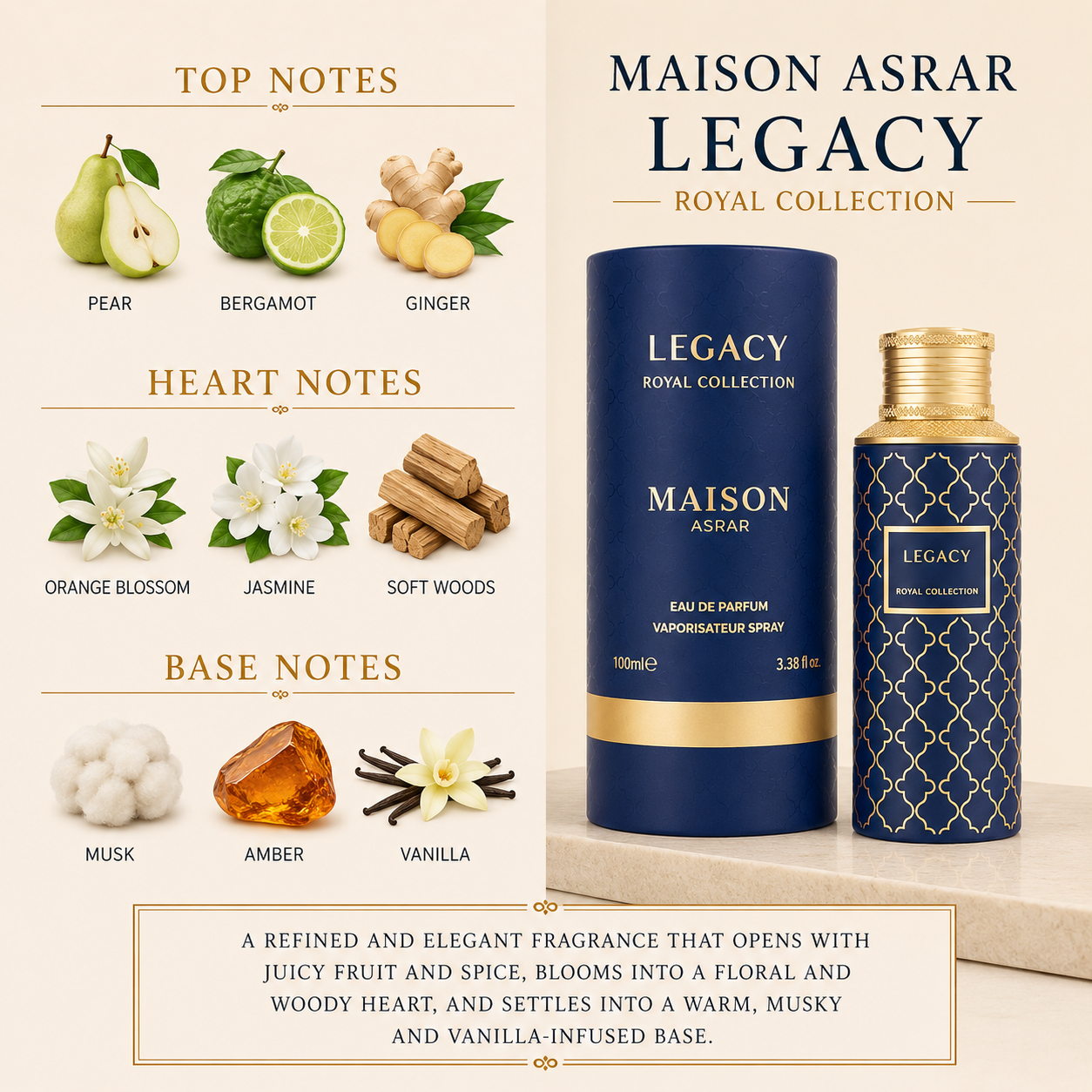 Maison Asrar Legacy 'Royal Collection' Unisex EDP 3.4 oz (100ml)
