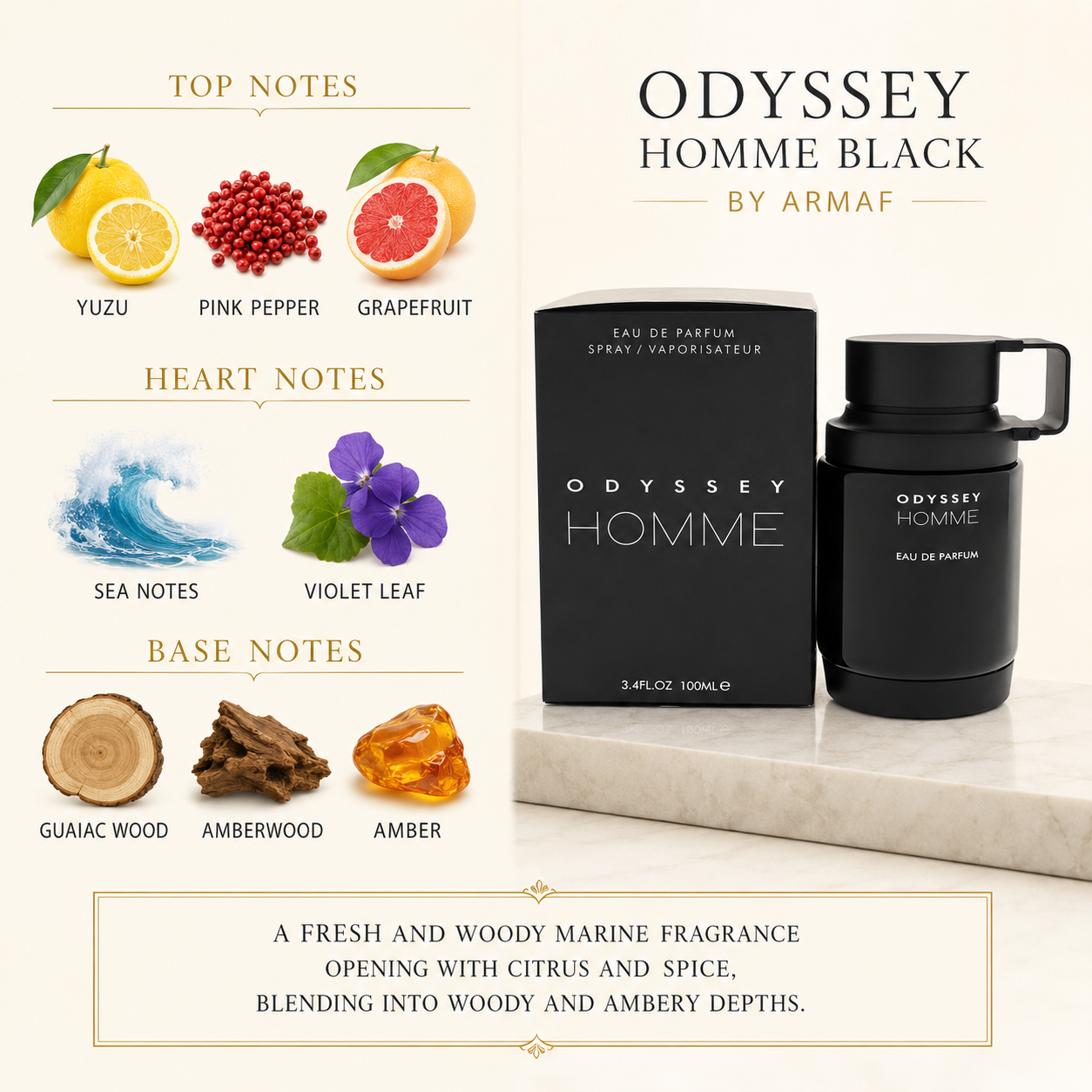 Odyssey Home Black by Armaf Men's EDP Spray 3.4 oz (100ml)